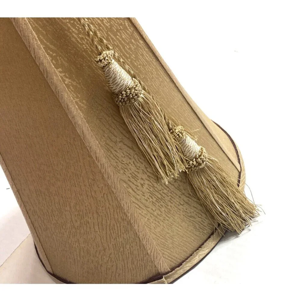 Vintage Golden Lampshade Horn Empire Tassels Red Ribbon Trim Luxury Home Lamps